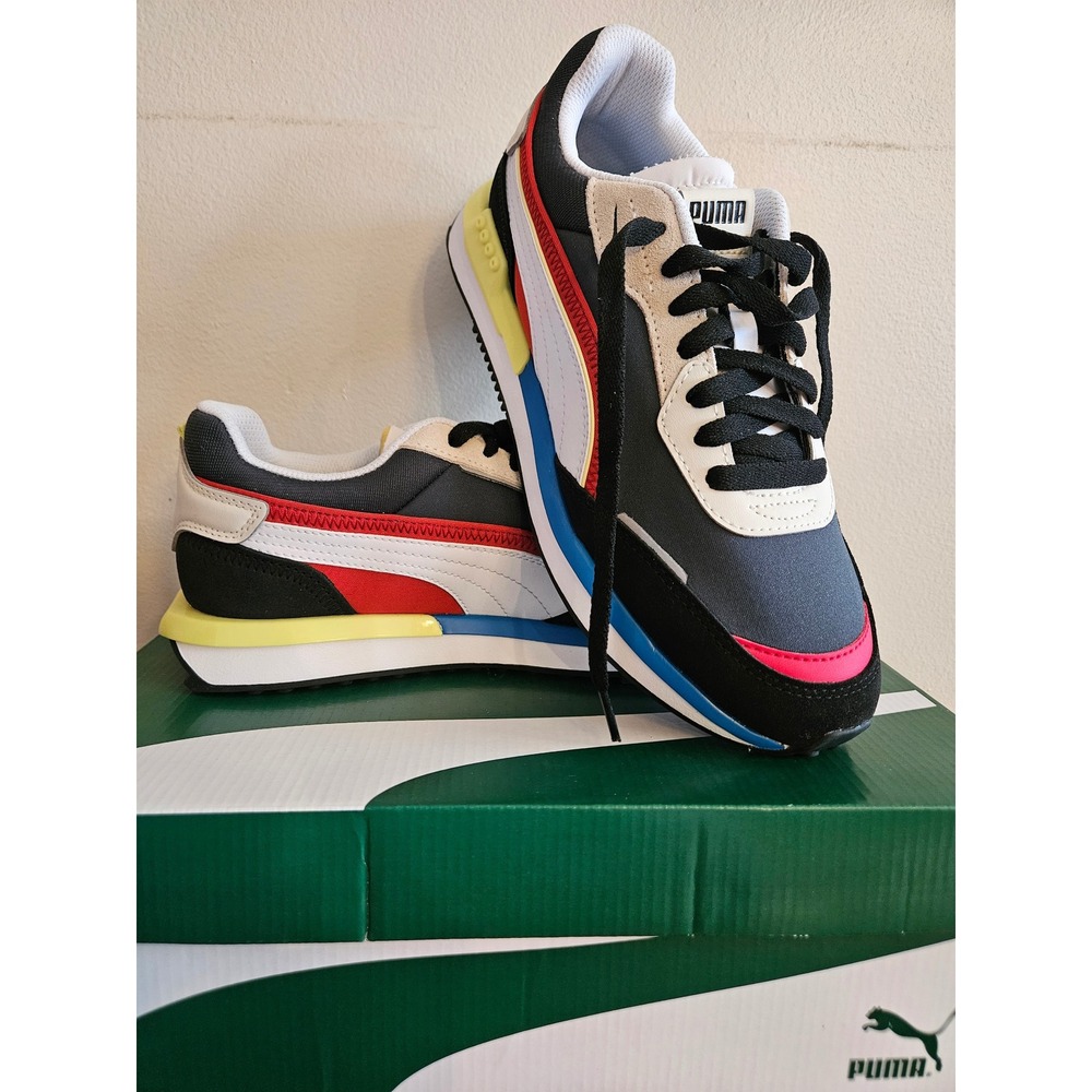 Puma‎ City Rider Jr Sneakers Black Ebony Multi Color 382673-03 Junior Size 7C